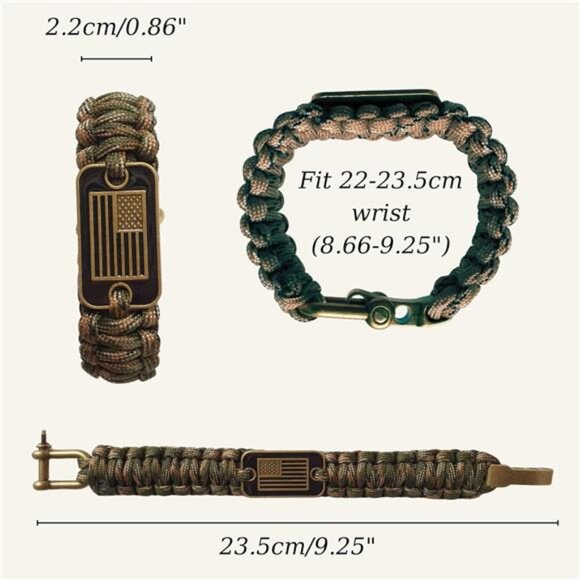 American Flag Para cord Bracelet Tactical Survival Army Military Men Bronze USA - Picture 2 of 6